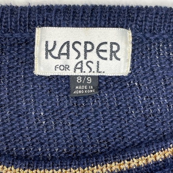 Kasper Navy Sweater with Gold Accents Kids Size: 8/9 - Picture 4 of 7